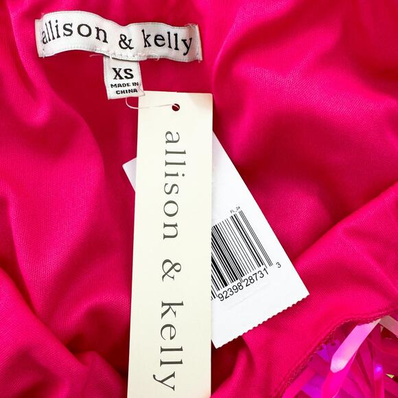 Hot Pink Fringe Sequins Mini Dress Formal Party Popstar Showgirl Girly Sz XS NWT - Picture 10 of 13